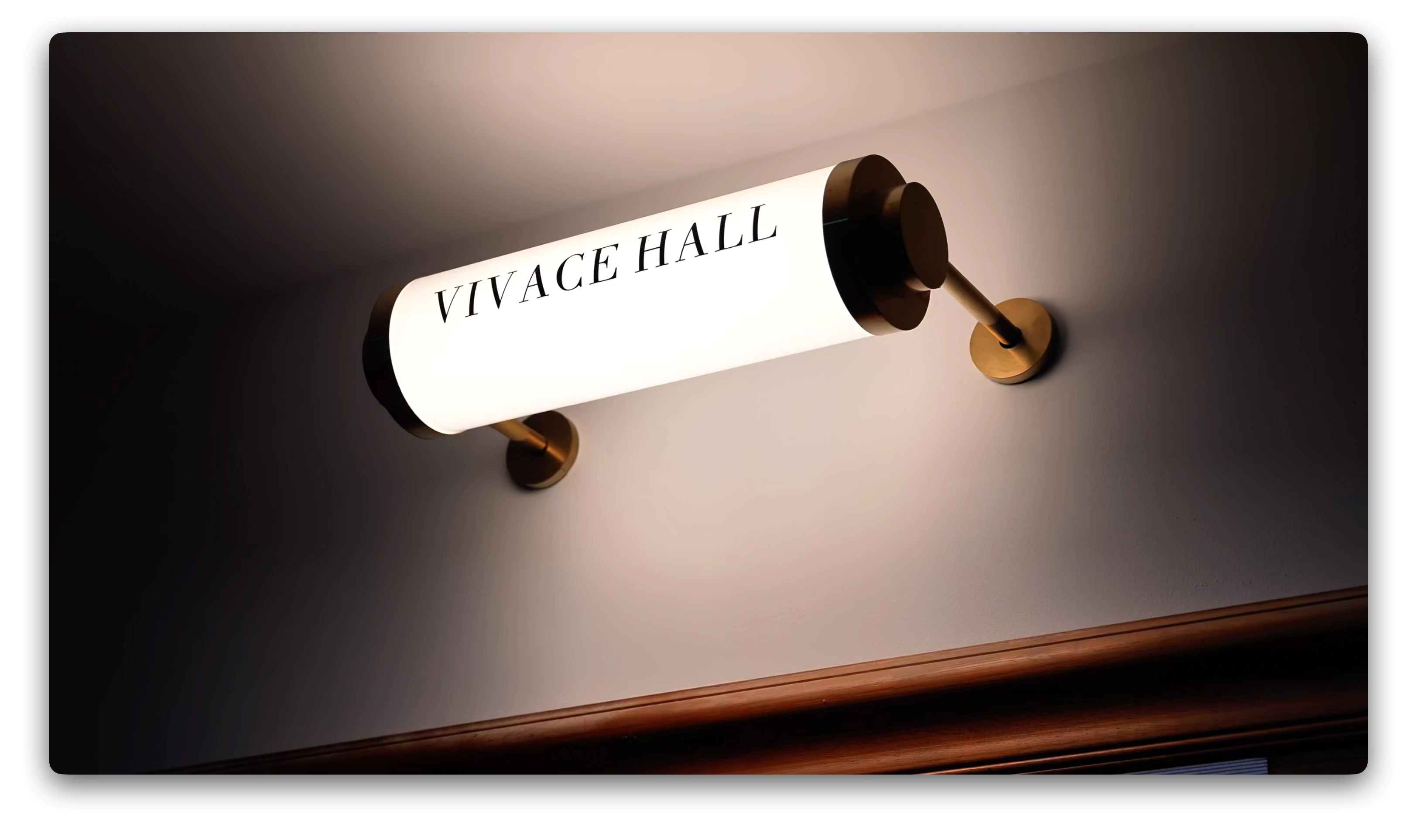 Vivace Hall sign at the studio entrance