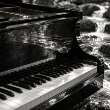 Piano and water — AI-generated illustrative artwork